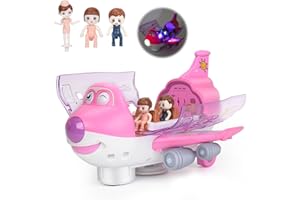 Finetoknow Children Stunt Electric Airliner Toy with Light Effects Rotating Super Trick Gift Passenger Aircraft Simulation Model 360 Rotating Electric Toy Airplane for Kids(Chinese Version), Pink