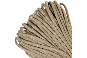 PARACORD PLANET – Cuerda de paracaídas de 7 hebras de Nailon Tipo III 550 de Grado Comercial (Tan 499, 50 pies)