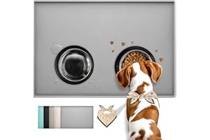 Conlun Mata do karmienia psów, z gumy silikonowej, antypoślizgowa, wodoodporna w 100%, z wysoką krawędzią, zapobiega rozlewaniu wody i rozsypywaniu karmy, do zmywarki, łatwe czyszczenie, szybkoschnąca