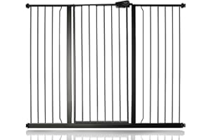 Bettacare Barrière de Sécurité Extra Haute pour Enfants et Chiens, 133.2cm - 140.8cm, Noir Mat, Barrière Extra Haute de 104cm de Hauteur, Barrière de Sécurité à Pression pour Escalier