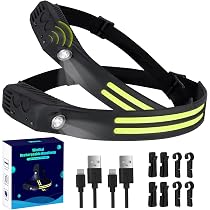 Lampe Frontale Rechargeable, 2 Brillant 350 Lumens et 5 Modes d