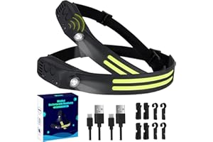 ‎WINTHAI Winthai Stirnlampe Led Wiederaufladbar, 2 SuperHell 450 Lux Mit 5 Modi 1500mAh Kopflampe, 230°Ultra Weitwinkel Stirnlampe Led, 95g Licht IPX4 Wasserdicht, Ideal für Laufen Angeln Radfahren Camping.