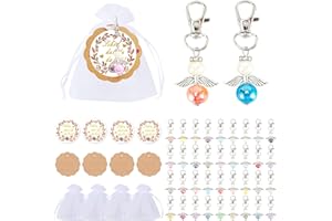 ENGGLÜCK Engel Anhänger 36 Stück, Kleine Geschenke zum Abschied, Schutzengel Schlüsselanhänger mit Organzasäckchen Kraftpapier Aufkleber für Gastgeschenke Taufe Hochzeit Konfirmation Silvester Weihnachten1