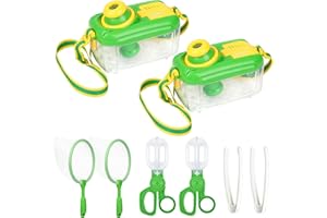 GRÜNARA 2er Set Entdecker Set für Kinder – Forscherset mit Becherlupen, Insektenbox, Lupe, Schmetterlingsnetz & Pinzette – Outdoor Naturspielzeug für Jungen & Mädchen ab 3 Jahren