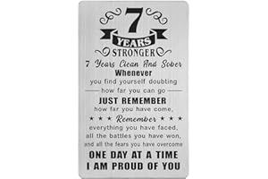 Richesele 7 Seven Years AA Sobriety Gifts for Women Men - 7 Year Stronger and Sober Card - 7 Yrs Addiction Recovery Engraved Wallet Cards Token