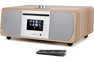 LEMEGA M5P Equipo de música(Reproductor de CD, Radio Dab por Internet,Dab+,FM, Transmisión Bluetooth,Spotify Connect,AUX,USB, Alarma Sleeptimer,mandos a Distancia),Roble Blanco