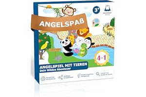 HELDENGUT® geliebtes Angelspiel ab 2 Jahre [mit 4X vielfältigen Spielen] - Angelspiel aus Holz mit 12x extra großen Figuren