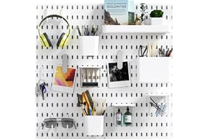 Gifts Island® New 2026 Model 28pcs Set Peg Board for Wall with Metal Pegboard Accessories with 4 Boards & 24 Accessories for Pegboard| Pegboard for Study Table, Kitchen & Office Hanging (L28 x H28 cm)