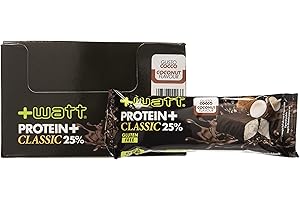 +WATT Protein+ - Barretta Proteica al 25% Ricoperta di Cioccolato Fondente - Gusto Classic Cocco - Box da 24 Barrette