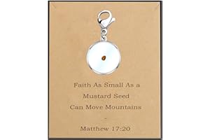 MYSOMY Seed of Faith Mustard Seed Charm Zipper Pull Clip On Gift for Religious Men Women Christian Church School Sunday School Teacher Student Handbag Gift (Faith As Small brown and clip)