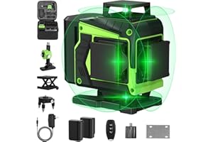 ENRIPRT Nivel láser de autonivelación 16 líneas, nivel láser verde de autonivelación 4 x 360 °, batería 2 x, autonivelación, control remoto,
