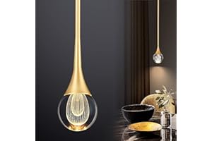 EANLOLY Chandeliers Deckenleuchte, Kristall Pendelleuchte, LED Höhe einstellbar Regentropfen Ball Kronleuchter Armaturen, für Wohnzimmer Esszimmer Schlafzimmer Küche Bar Gold Beleuchtung