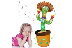 MeHoo Cactus Che Balla e Ripete con Funzione di Controllo Del Volume, Bambola di Peluche Leggera Ripetere ciò Che Si dice Baby Incoraggiare la Parola Giocattoli Regali e Decorazione Della Casa
