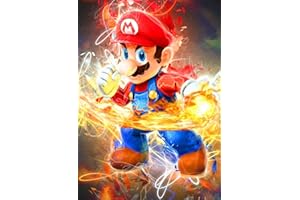 DVBQQWE Kits de pintura de diamantes 5D Super Mario para adultos, arte de diamantes de primera calidad, kit de punto de cruz para principiantes con patrón, decoración de pared de 12 x 16 pulgadas