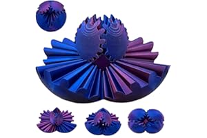 VECORA 3D Printed Rotating Gear Ball – 3D Printed Stress Relief Toy, Stress Balls for Adults and Kids, Gear Sphere Fidget Toys, Anxiety Relief Gift for Friends and Family (red-blue)