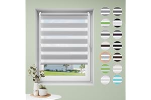 ‎SANFREE Doppelrollo klemmfix ohne Bohren B80 x H120cm-Stoffbreite 76cm Grau Rollos für Fenster Fensterrollo innen ohne Bohren Klemmrollo Rollo Springrollos Sonnenschutz & Sichtschutz