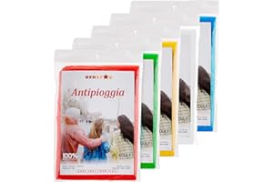 REDSTAR Poncho antipioggia monouso per adulti – Mantella leggera in plastica per uomo e donna – Protezione impermeabile – Copertura d’emergenza ideale per eventi, concerti e manifestazioni all’aperto