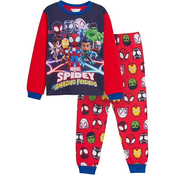 Pyjama Spidey & Friends Spider-Man - Manches Longues, Ensemble Garçon/fille, Tailles 12 Mois à 7 Ans
