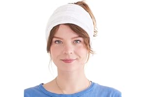 CHARM Fascia Per Capelli Cotone Bandana Unisex - Fascia Per Chemio Ampia Morbida Giapponese Boho Bianca
