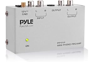Pyle Phono Turntable Preamp - Mini Electronic Audio Stereo Phonograph Preamplifier with RCA Input, RCA Output & Low Noise Ope
