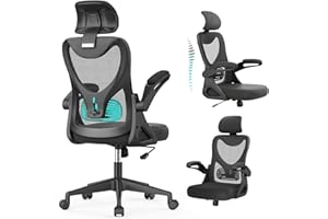 YONISEE Ergonomic Office Desk Chair with Adjustable Lumbar Support,Flip-up Armrest & Headrest, Comfy Seat Cushion Swivel Computer High Back Executive Manager Chair For Home Office