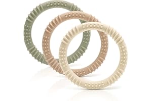 CAJA Beißring Baby 3er Set aus weichem Silikon BPA frei Zahnungshilfe und Greifring für Neugeborene sicheres sensorisches Beißspielzeug für Babys Geschenk zur Geburt für Jungen und Mädchen