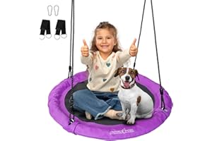 JUNGLE WELL Nest Swing Seat for Kids - 100cm Heavy Duty 900D Oxford Fabric, 160KG Capacity, Adjustable Tree Straps & 2 Carabiners | UKCA & CE Certified for Indoor & Outdoor Use (Jubilee Purple)