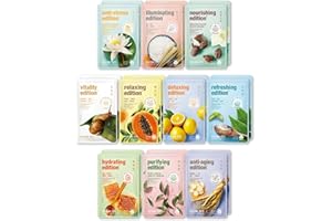 KOREAN STREET [MASK ON] Maschera viso coreana (confezione da 20) - Cura giornaliera per un incarnato impeccabile, Cura quotidiana con 10 ingredienti naturali