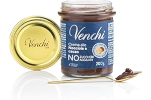 Venchi - Crema Untable de Cacao y Avellana NO Added Sugar, 200 g - Sin Edulcorantes Artificiales - Con "Avellana del Piamonte IGP" - Sin Gluten
