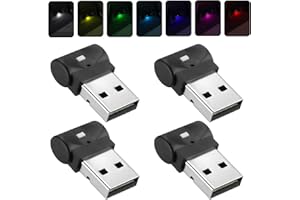 Nizirioo Illuminazione USB per auto, luci atmosferiche, LED, 4 pezzi, mini soffitto, luce starlight, 7 colori, regolabile, luce ambientale, universale, per dispositivi mobili e laptop