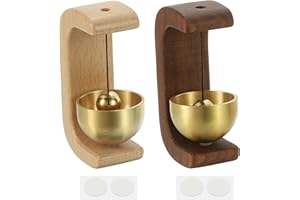PATIKIL 2 Set Shopkeepers Bell, Wood Door Chime Hanging Door Bell Self-adhesive Hanging Jingle Bells for Door Opening Business When Entering Refrigerator Car, C-Shape