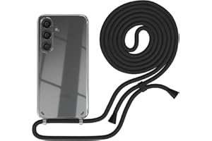 EAZY CASE Handykette kompatibel mit Galaxy S25 Handyhülle mit Umhängeband, Handykordel mit Schutzhülle, Silikonhülle, Hülle mit Band, Stylische Kette mit Hülle für Smartphone, Schwarz - Clips Schwarz