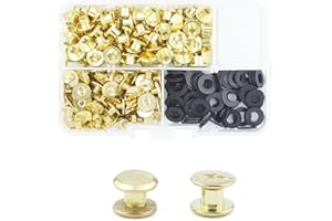 MABAHON 80 Sets Chicago Binding Screws Nail Rivet Chicago Button Metal Rivet Replacement Repair Fasteners for DIY Leather Decoration Bookbinding M5x4mm Gold