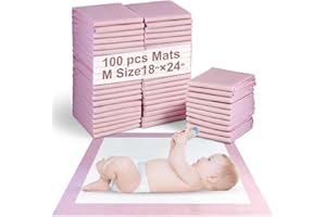 SKY-TOUCH 100 Pieces Baby Disposable Changing Mats,Waterproof Baby Changing Pads, 45x60 cm, Highly Absorbent Leakproof Changing Pad Baby, Ultra soft Diaper Changing Mat Underpads for Baby Pink