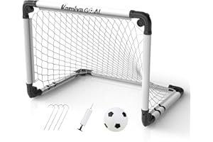 Kamiya Porta da calcio per giardino, 60x45/ 90x60/ 115x80 cm Portatile Pieghevole porte da calcio, Set di Porta da Calcio da Giardino con Pallone, Pompa, Borsa e Chiodi