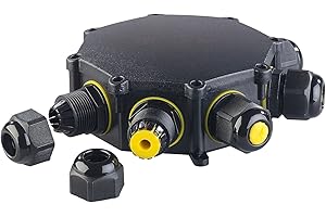 revolt Gartensteckdose IP68: Outdoor-Kabel-Verbindungsbox, 6-fach, für Kabel mit Ø 4-14 mm, IP68 (Wasserdichte Kabelbox IP68, Kabelbox Outdoor, Verteilerdose wasserdicht)