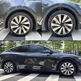 Tesla Model Y Juniper (2025+) Uyumlu 19 İn&ccedil; Uberturbine Stil Jant Kapağı Seti - G&uuml;m&uuml;ş &amp; Siyah (Diamond Cut)