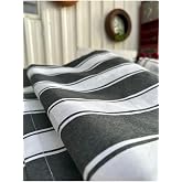 Nivemeshome Branda Balkon Perdesi Kornişli Ve Bağcıklı Fon Perde (Premium Kumaş Versiyon) Siyah-Beyaz 120 X 210