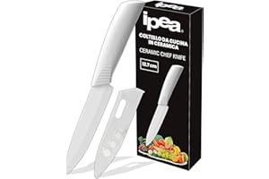 IPEA Couteau en Céramique pour Fruits, légumes, Viande - Couteaux Cuisine Multifonction avec Lame Aiguisée pour Couper et Dépeler Les Aliments et Les Légumes - Couteau avec Couvre-Feuille et Poignée