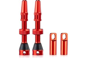 HZJD 2Piezas Válvula para Tubeless, Rojo, Tubeless Válvula de Aire Vástago Bicicleta(44 mm)