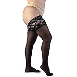 LEELA LAB Calze autoreggenti donna Curvy 30 Denari a Balza Alta in Pizzo, Collant autoreggenti Taglie forti, Calze autoreggen