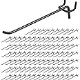 HJW Pegboard Hooks 6 Inch, 100 Pcs Peg board Hooks for Hanging Pegboard Display Hooks, Heavy Duty Pegboard Hooks, Peg Wall Hooks Fit 1/8 and 1/4 Inch Pegboard for Garage, Kitchen, Store (Black)