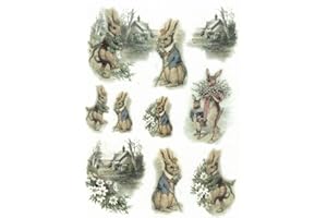 Zita`s Creative Reispapier A4 - Bunny Village. Motiv-Strohseide, Strohseidenpapier, Decoupage Papier