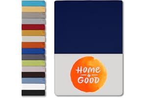 HOME - 4 - GOOD home4good Spannbettlaken 140x200cm – Jersey-Spannbetttuch aus 100 % Baumwolle – Oeko-TEX 100 Zertifiziert – bügelfrei, elastisch & atmungsaktiv – für 15–25 cm Matratzenhöhe - Dunkelblau