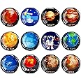 Fridge Magnets Planets, Yeelua 12Pcs 3D Glass Whiteboard Magnets for Kids, Beautiful Planetary Colorful Decorative Whiteboard Refrigerator Magnets for Kitchen, Magnetic Board, Classroom, Office