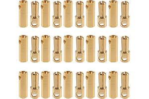GTIWUNG 15 Paires 5.5mm Plaqué Or Connecteur Bullet Connecteur, 5,5 mm Banane Fiche Connecteur Remplacement de Connecteurs Bullet Mâle Femelle pour Batterie RC Lipo