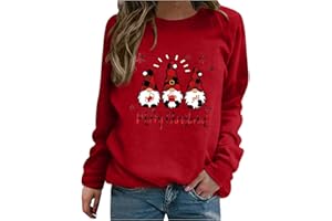 Daikascbny Maglia Donna Elegant Taglia Forti alla Moda Felpa Stampato Senza Cappuccio Pullover Tops da Natale Manica Lunga Grinch Natale Stampato per Il Tempo Libero Sportivo Maglione Natalizio Donna