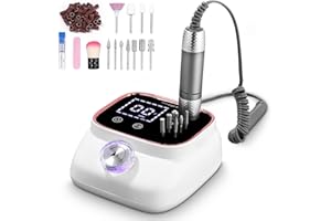 Zawaer Torno para Uñas 45,000RPM, Profesional Lima Electrica Uñas, Velocidad Ajustable,Set de Accesorios para Manicura y Pedicura con Brocas de Cerámica,para Uso Doméstico Salones de Uñas Rosa dorado