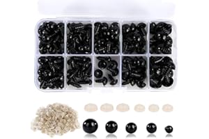 ASYKNM 142 occhi di sicurezza all'uncinetto per animali: bottone in plastica, perfetti per DIY bambole, peluche e orsacchiotti, disponibili in 6-12mm