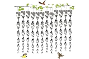 ISPARBOX Effaroucheur Oiseaux Réfléchissant, 12 Pièces Spirale Répulsif Oiseaux, Epouvantail Oiseaux Exterieur, Anti Effaroucheur Oiseau Pigeon Extérieur pour Balcon Arbres Potager